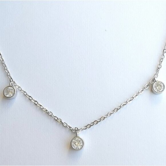 Sterling Silver CZ droplet necklace 18" 🆕 - Picture 5 of 8